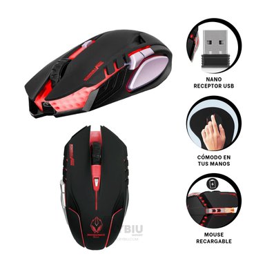MOUSE GAMER INALÁMBRICO RYBIU M834 NEGRO CURSOR ORDENADOR + BANDERITAS ADHESIVAS - 4