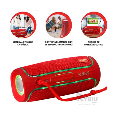 PARLANTE BLUETOOTH RYBIU TG288 ALTAVOZ FACIL MANEJAR COLOR ROJO + ENVOLTORIO REGALO - 3