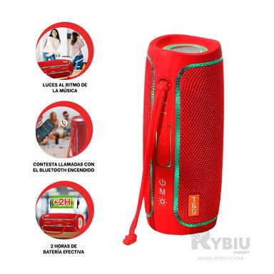 PARLANTE BLUETOOTH RYBIU TG288 ALTAVOZ FACIL MANEJAR COLOR ROJO + ENVOLTORIO REGALO - 4