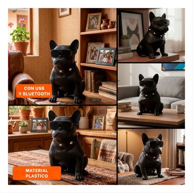 PARLANTE BLUETOOTH RYBIU P6580BT ERGONOMICO FORMA PERRO NEGRO - 5