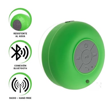 PARLANTE IMPERMEABLE VERDE CON CONEXION BLUETOOTH PORTATIL PARA MUSICA EN CASA - 3