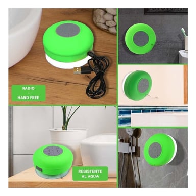 PARLANTE IMPERMEABLE VERDE CON CONEXION BLUETOOTH PORTATIL PARA MUSICA EN CASA - 5