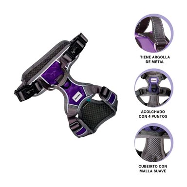 ARNÉS PERROS MA30090 RYBIU CON MATERIAL COMODO S MORADO + STICKERS