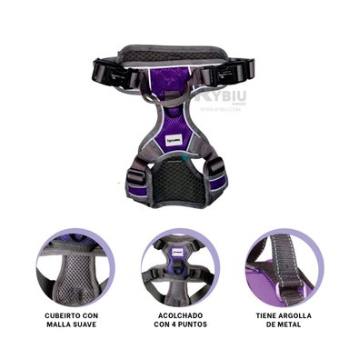 CORREA PERROS MA30090 RYBIU DOG FUNCIONAL EN MORADO + BANDERITAS ADHESIVAS