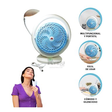 VENTILADOR PORTATIL RYBIU JR2019 DIFUSOR MOVIL FOQUILLO CELESTE + BANDERITAS ADHESIVAS