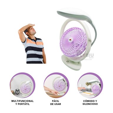 VENTILADOR PORTATIL RYBIU JR2018 GENERADOR BRISA ESTUDIO LILA + BANDERITAS ADHESIVAS