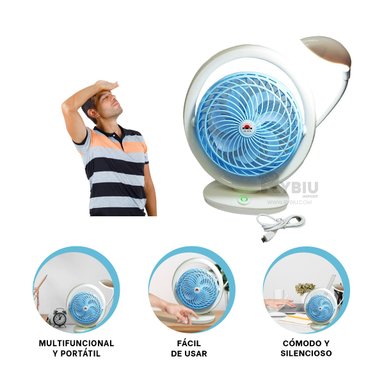 VENTILADOR PORTATIL RYBIU JR2019 SOPLADOR VENTILACION COLOR CELESTE + GIFT STICKERS