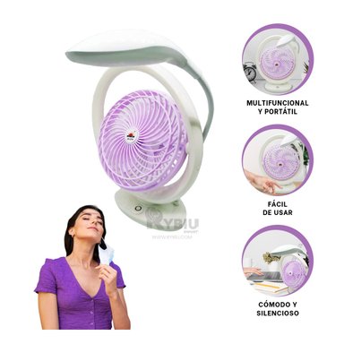 VENTILADOR PORTATIL RYBIU JR2018 GENERADOR REFRESCAR COLOR LILA + REGALO LIGAS PEINAR