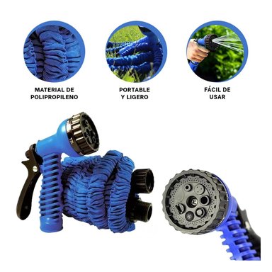 MANGUERA RYBIU HO30302 MANGUERILLA RESISTENTE AZUL 22 M + LIGAS REGALO - 3
