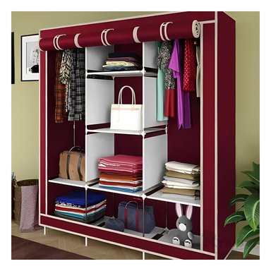 ARMARIO RYBIU HO30723 TELA 3 PUERTAS VERSÁTIL DE GUINDA + PAPEL DE REGALO