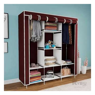 ESTANTE RYBIU HO30723 TELA 3 PUERTAS PRACTICO PARA ROPA GUINDA + REGALO STICKERS - 2
