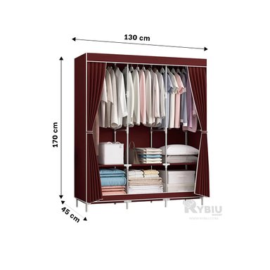 ESTANTE RYBIU HO30723 TELA 3 PUERTAS PRACTICO PARA ROPA GUINDA + REGALO STICKERS - 5