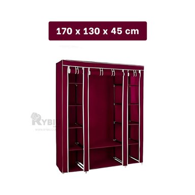 ESTANTE RYBIU HO30723 TELA 3 PUERTAS LIGERO PARA PRENDAS GUINDA + ENVOLTORIO DE REGALO - 5