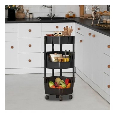 ESTANTE RYBIU HO30736 NEGRO EFICAZ CON RUEDAS 3 NIVELES - 2