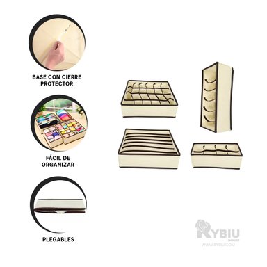 SET RYBIU HO32145 4 PIEZAS CON DIVISOR BEIGE + GIFT STICKERS