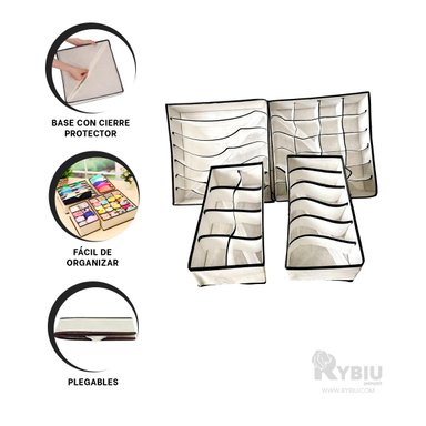 KIT PRÁCTICO 4 ORGANIZADORES RYBIU HO32144 BLANCO + GIFT STICKERS