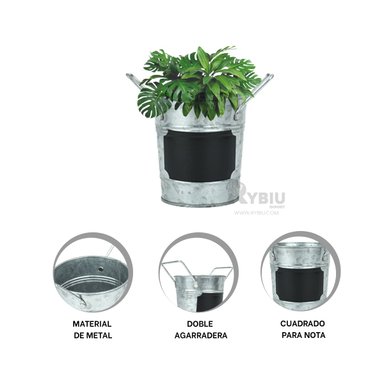 SET MACETA RYBIU METAL PLATEADO DOBLE AGARRADERA + REGALO AGENDITA