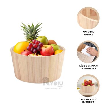 SET CESTO RYBIU HO32317 MADERA CLARA RECIPIENTE UTIL CIRCULAR + LIGAS REGALO