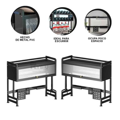 ESCURRIDOR RYBIU HO32431 NEGRO ESCURREPLATOS COCINA + REGALO LIGAS PEINAR