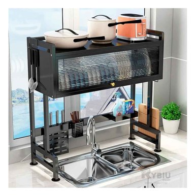 ORGANIZADOR DE PLATOS PARA LAVADERO DE COCINA CON ALACENA SUPERIOR NEGRO