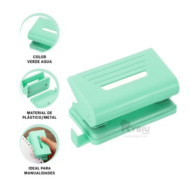 PERFORADOR PRECISO HOJAS EN VERDE AGUA Y+PAPEL DE REGALO