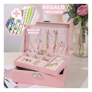 JOYERO RYBIU BE32624 DIVIDIDO Y COMPACTO + PAPEL REGALO ROSADO