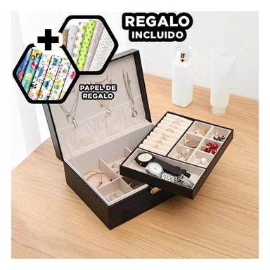 JOYERO RYBIU BE32626 CUERO DIVIDIDO Y COMPACTO + PAPEL REGALO NEGRO