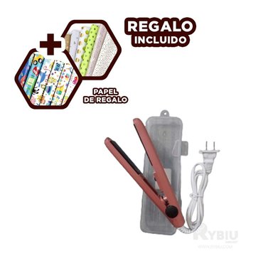 PLANCHA RYBIU BE33002 PORTATIL MINI CABELLO GUINDA + PAPEL REGALO