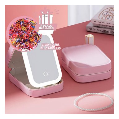 ORGANIZADOR RYBIU BE32632 ROSADO CAJON PERFECTO ESPEJO + LIGAS REGALO