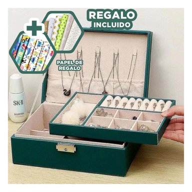 JOYERO RYBIU BE32627 CUERO DIVIDIDO Y COMPACTO + PAPEL REGALO VERDE