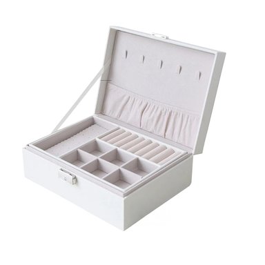 JOYERO RYBIU BE32625 CUERO CON COMPARTIMENTOS CON LLAVE BLANCO