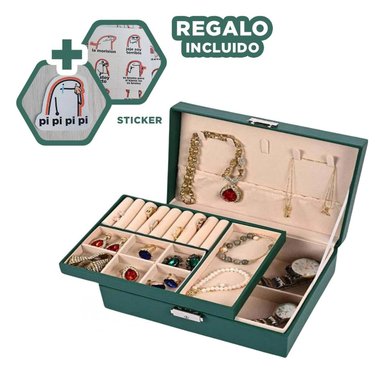 JOYERO RYBIU BE32627 CUERO CON LLAVE OCASIONES EN + REGALO STICKERS VERDE