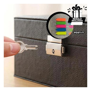 JOYERO RYBIU BE32626 CUERO ALHAJERO ESTÉTICO 2 NIVELES + BANDERITAS ADHESIVAS NEGRO