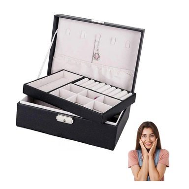 JOYERO RYBIU BE32626 CUERO ESTUCHE ATRACTIVO JOYAS + ENVOLTORIO REGALO NEGRO