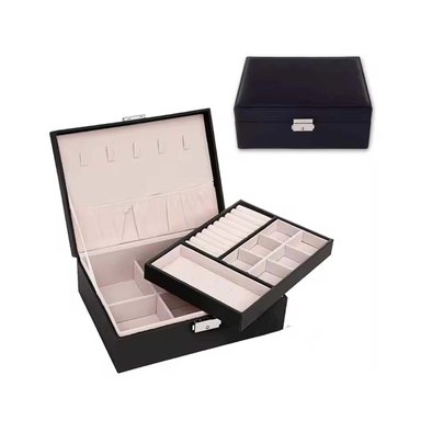 JOYERO RYBIU BE32626 CUERO ESTUCHE MODERNO ANILLOS + GIFT STICKERS NEGRO