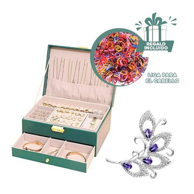 JOYERO RYBIU BE32630 ALHAJERO CON VARIOS ESPACIOS + LIGAS REGALO VERDE