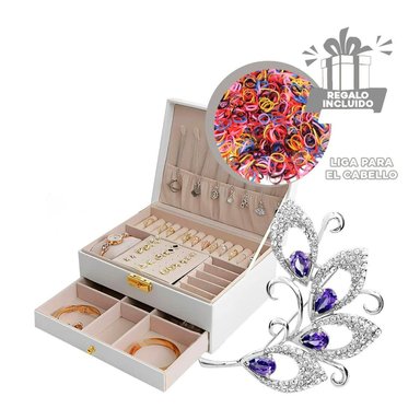 JOYERO RYBIU BE32629 ALHAJERO CON VARIOS ESPACIOS + LIGAS REGALO BLANCO