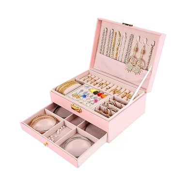 JOYERO RYBIU BE32628 CON COMPARTIMENTOS CON LLAVE ROSADO