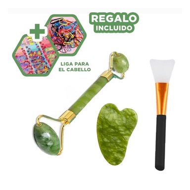 MASAJEADOR RYBIU FACIAL BE32365 PIEDRA JADE COLOR VERDE + LIGAS REGALO
