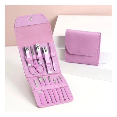 SET BELLEZA 12 PIEZAS MANICURE Y PEDICURE LILA CON CORTAUÑAS Y+LIGAS REGALO - 2