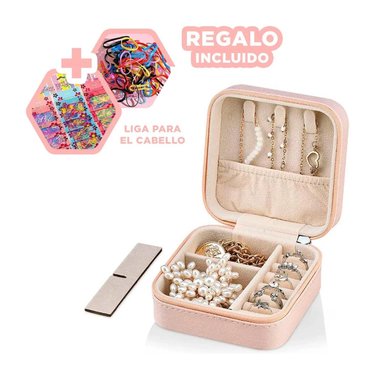 SET JOYERO RYBIU BE32253 ROSADO GUARDAJOYAS REFINADO ORGANIZAR + LIGAS REGALO