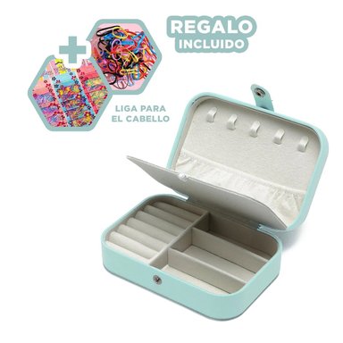 JOYERO RYBIU BE32213 CONTENEDOR MODERNO JOYERIA + LIGAS REGALO CELESTE CLARO