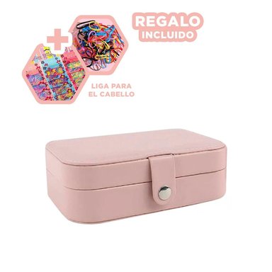 JOYERO RYBIU BE32214 CONTENEDOR MODERNO JOYERIA ROSADO BEBE + LIGAS REGALO