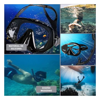 SET ACCESORIOS PISCINAS RYBIU W-SK101L NEGRO DURADERO BUCEO TALLA L + POST-IT ADHESIVOS