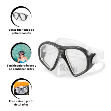 ANTEOJOS NATACIÓN RYBIU 55977 BUCEO PLAYA NEGRO + LIGAS REGALO