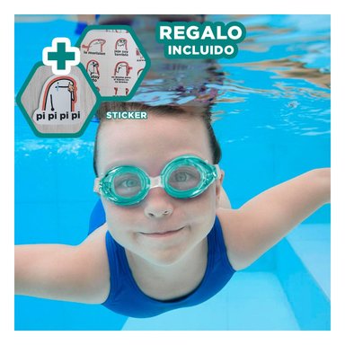 LENTES RYBIU 55602 PROTECTORES NADO + REGALO STICKERS VERDE