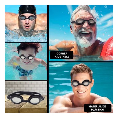 ANTEOJOS NATACIÓN RYBIU MG-1600 AJUSTABLES NEGRO + POST-IT ADHESIVOS