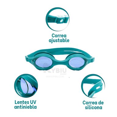 GAFAS NATACIÓN RYBIU MG-1600 AMPLIAS NADO CELESTE + REGALO AGENDITA