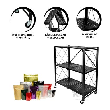 MUEBLE RYBIU HO30748 NEGRO PLEGABLE + REGALO LIGAS PEINAR - 3