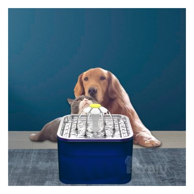 BEBEDERO CUADRADO AUTOMATICO DE ACERO INOXIDABLE EN AZUL